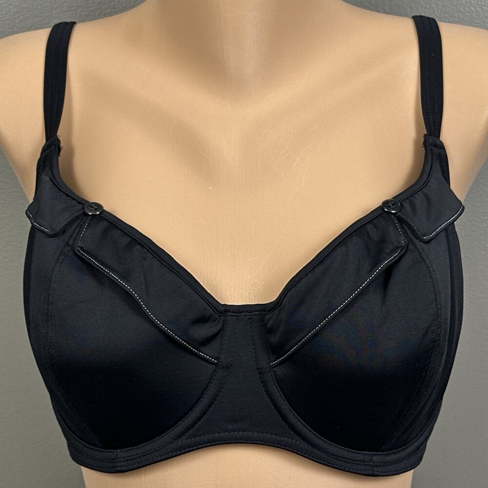 Freya Fever Underwire Sweetheart Padded Bikini Top US 32FF Black Collared AS3327